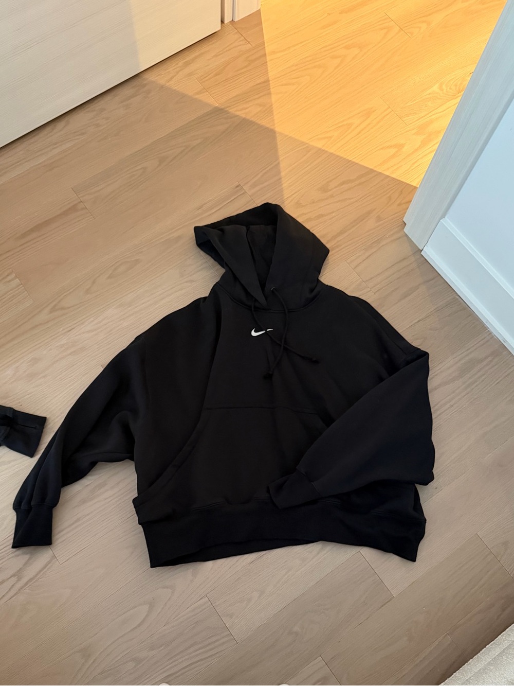 Nike Black Crewneck Hoodie with White Swoosh